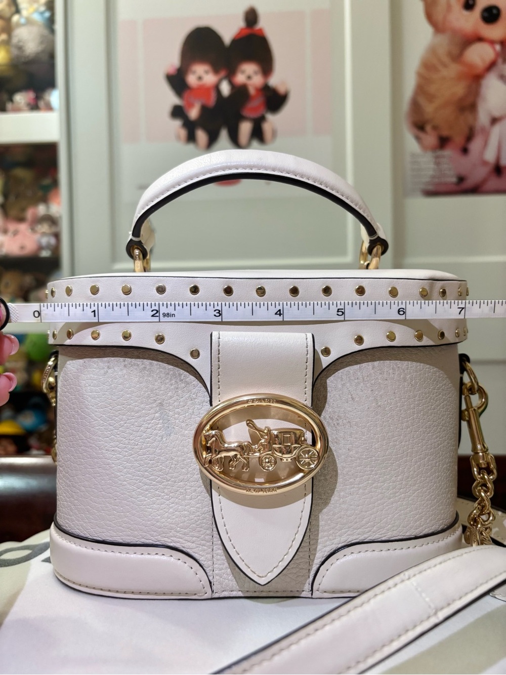 COACH Top-Handle Purse with Gold Hardware and Crossbody Strap